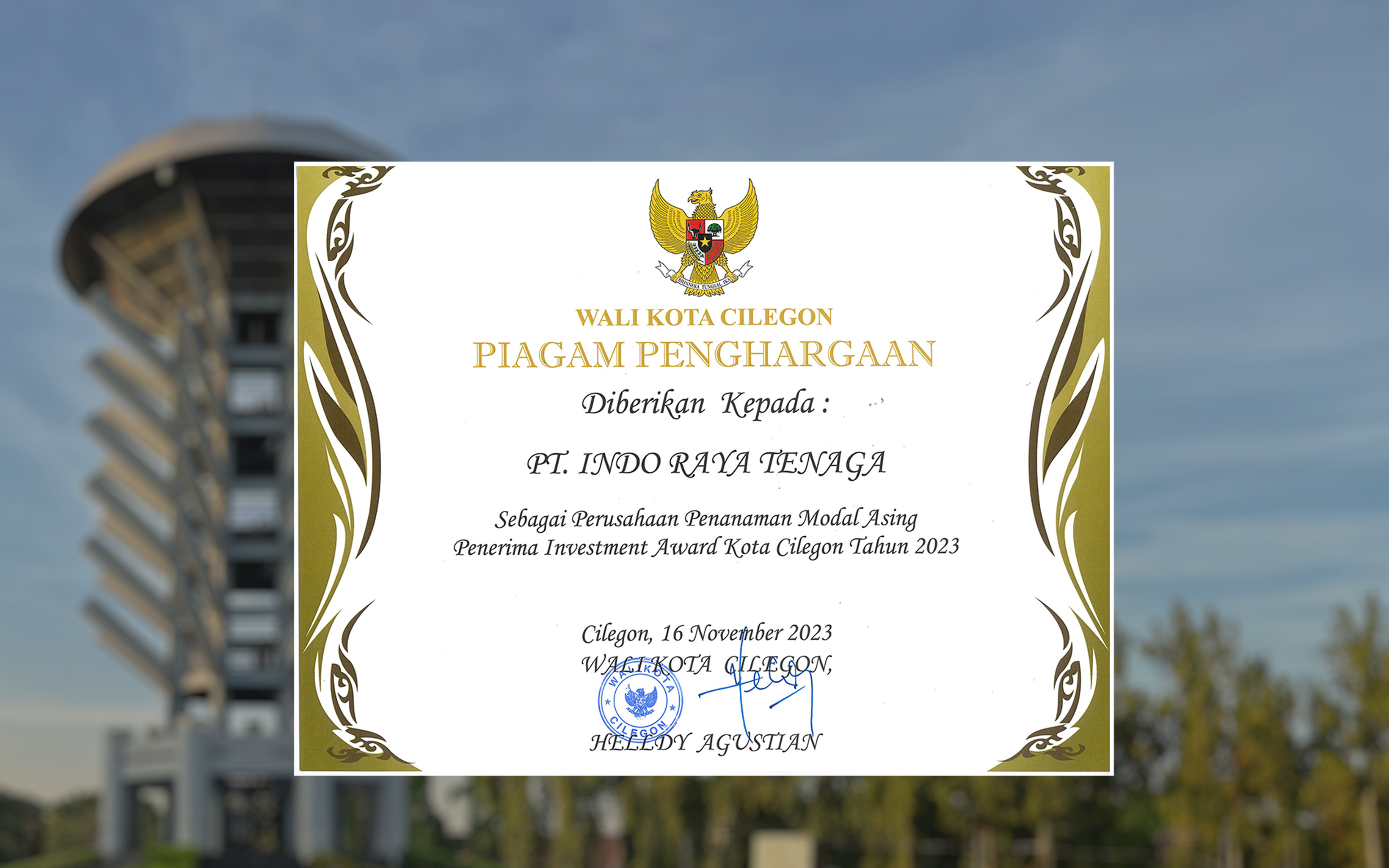 Award From Cilegon City - Penghargaan Dari Kota Cilegon